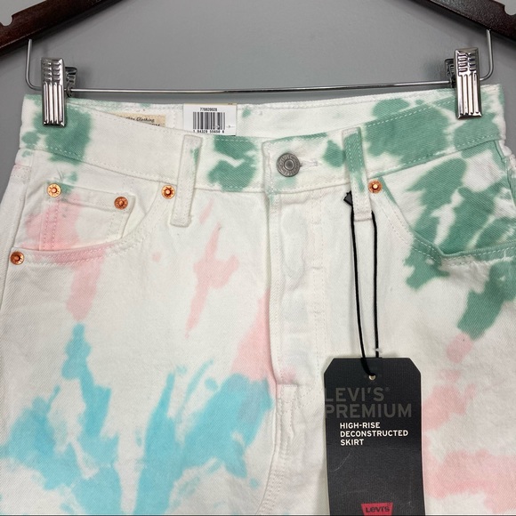 Levi’s Premium High-Rise Deconstructed Skirt Women’s Sz 2 Mini Hipster Colorful - Picture 2 of 10